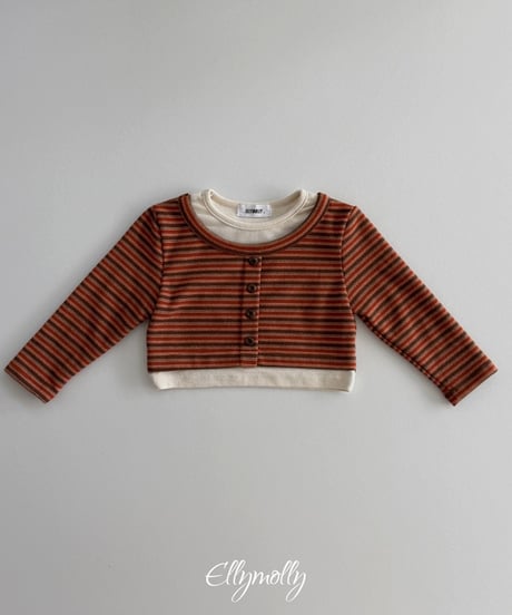 予約Elly Molly Latte stripe top