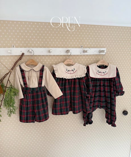 予約 OREN Eve Check Suspender Pants