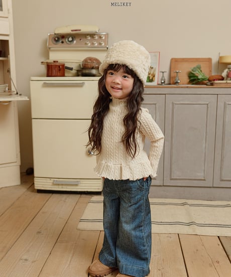 予約 melikey Velvet ribbon denim pants