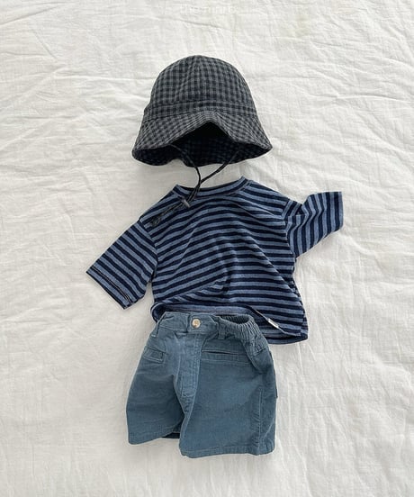 予約minirobe Cozy Stripe 3/4 Sleeve Tee