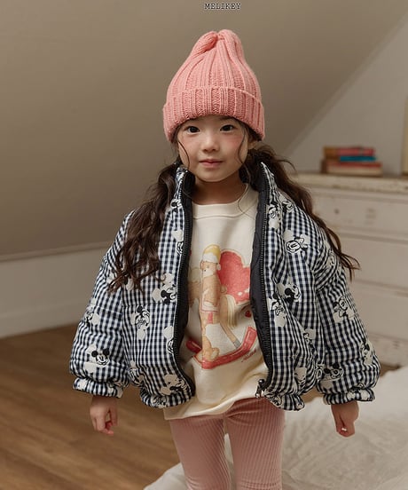予約 melikey Mickey check reversible jumper