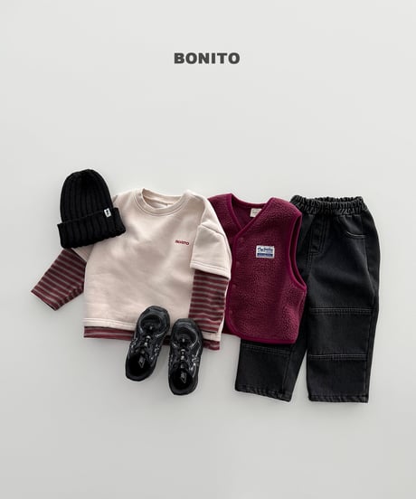 予約 bonito Fleece-Lined Short-Sleeve Layered Tee