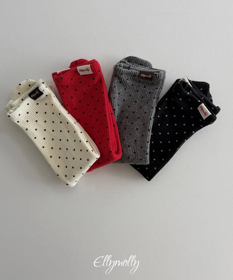 予約Elly Molly Dot Ribbed Fleece-Lined Socks