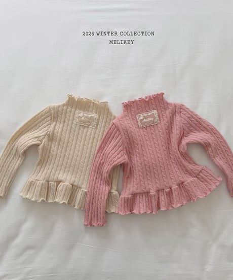 予約 melikey Cable knit frill Tee