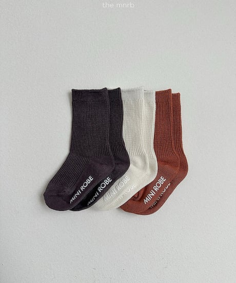 予約minirobe Basic Waffle Socks 3SET