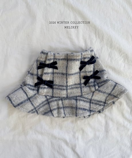 予約 melikey Check ribbon frill skirt