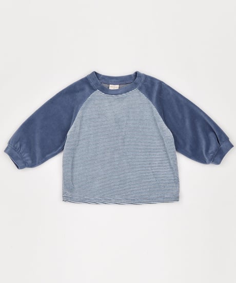 予約 The beige Velvet striped tee