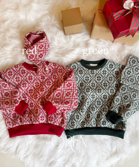 予約 OREN Snowflake Knit Sweatshirt(scarf set)