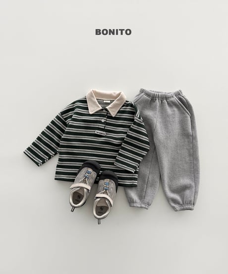 予約 bonito Stripe Choco Polo Shirt