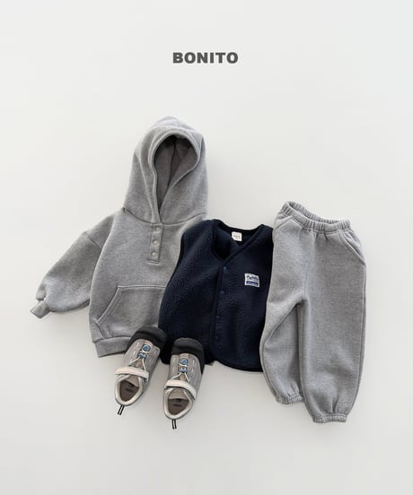 予約 bonito Binding-Trim Snap-Button Hoodie