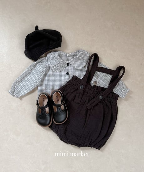 予約mimi market Check balloon blouse