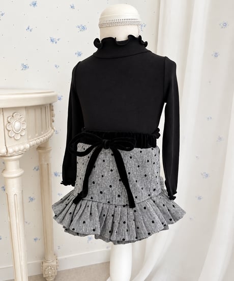 即納Dot Frill Ribbon Skirt