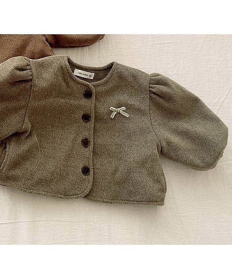予約 valubebe Ribbon puff wool jacket
