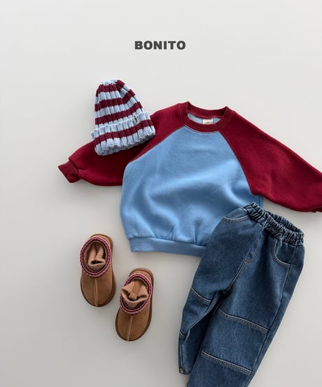 予約 bonito Color-Block Raglan man to man