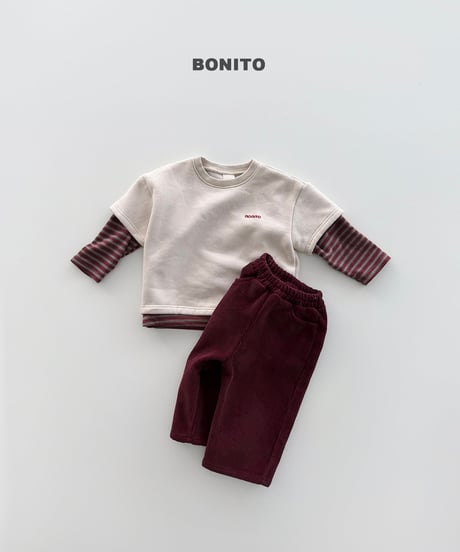 予約 bonito Fleece-Lined Short-Sleeve Layered Tee