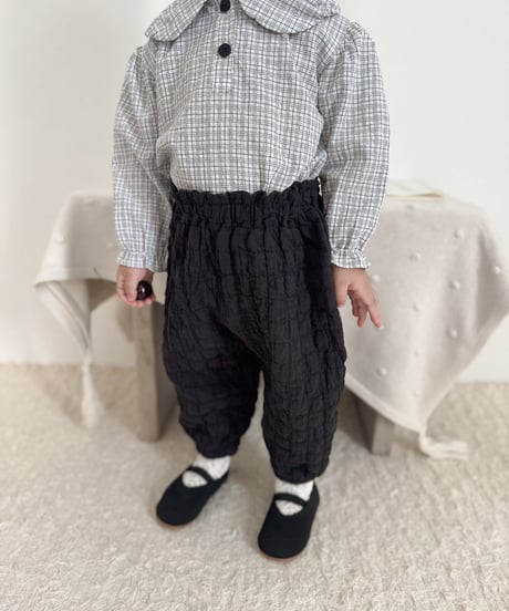 予約mimi market Check balloon blouse