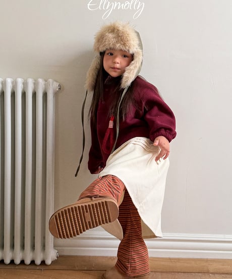 予約Elly Molly Latte stripe boots cut pants