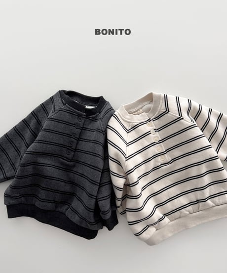 予約 bonito Stripe Henley-Neck man to man(ママとお揃い)