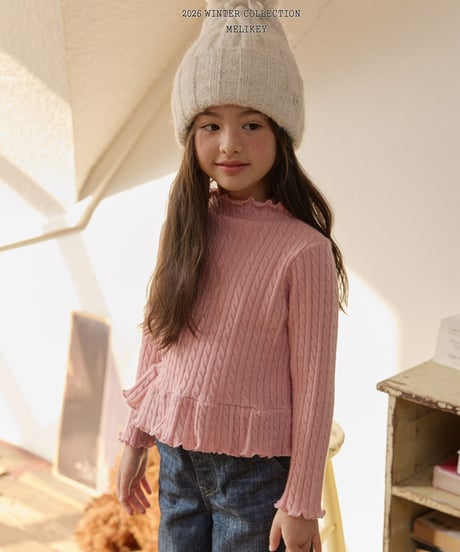 予約 melikey Cable knit frill Tee