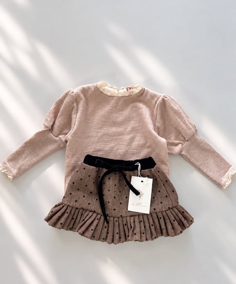 即納Lace Frill Puff Tops