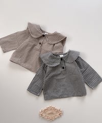 即納 Check sailor blouse