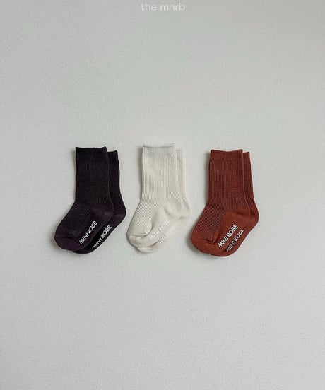 予約minirobe Basic Waffle Socks 3SET
