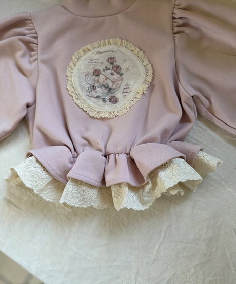 予約 marron Rose frill T-shirt