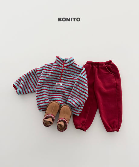 予約 bonito Dumble Stripe Half-Zip man to man