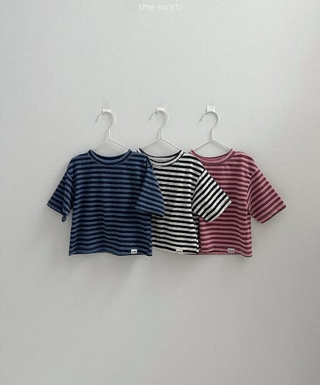 予約minirobe Cozy Stripe 3/4 Sleeve Tee