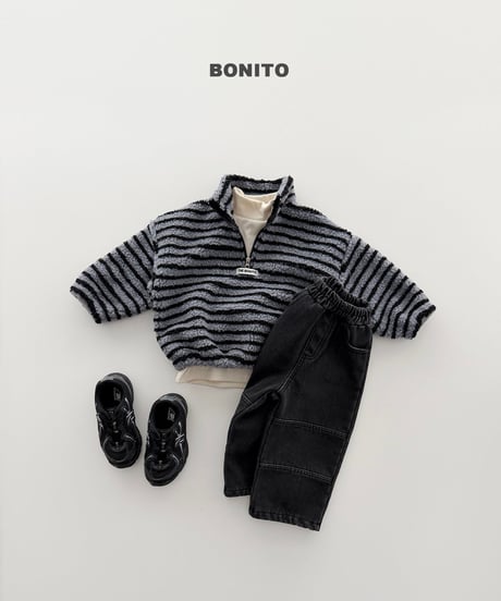 予約 bonito Dumble Stripe Half-Zip man to man