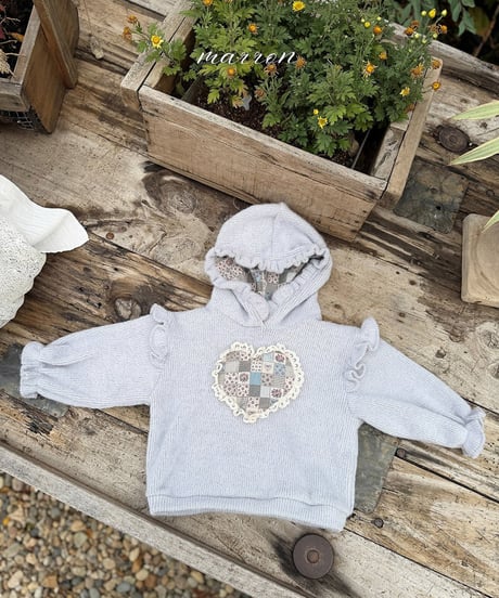 予約 marron Heart knit hoodie