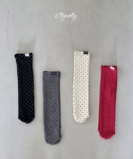 予約Elly Molly Dot Ribbed Fleece-Lined Socks