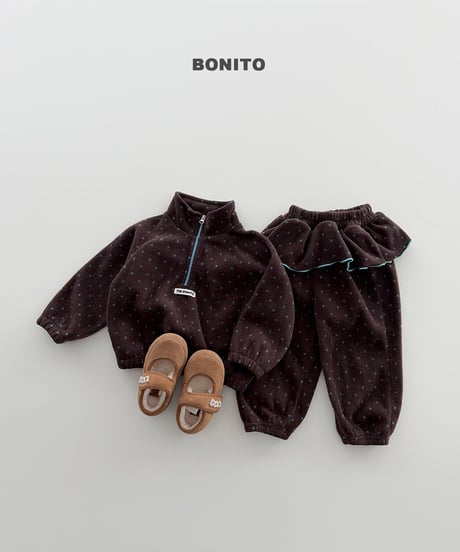 予約 bonito Ttaeng Frill Half-Zip Fleece Set