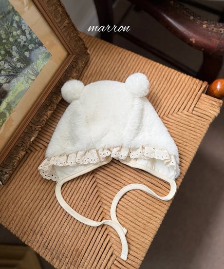予約 marron Teddy bear bonnet