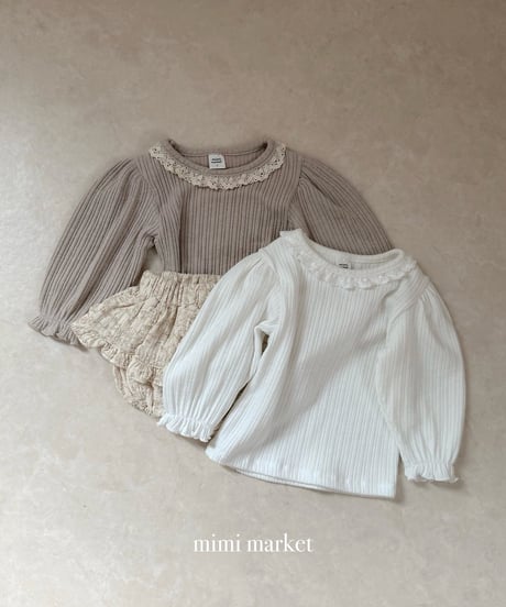 予約mimi market Puff Torsion Collar tee