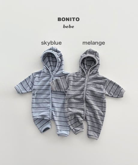 予約bonito Baby stripe terry hood suit