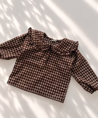 即納  Check frill collar blouse