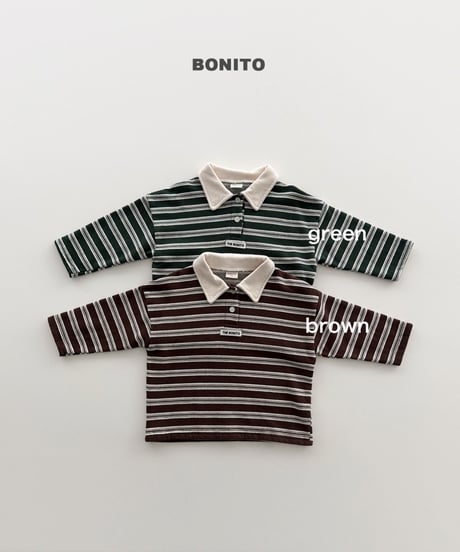 予約 bonito Stripe Choco Polo Shirt