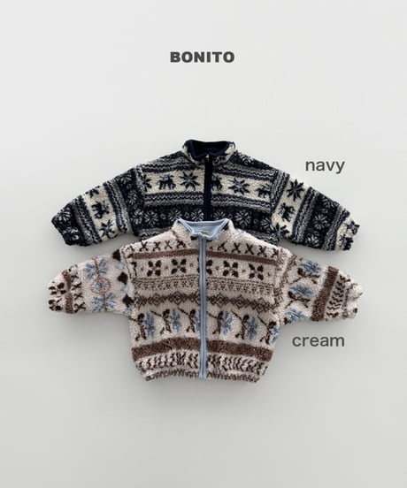 予約 bonito Nordic Pattern Zip-Up Jacket