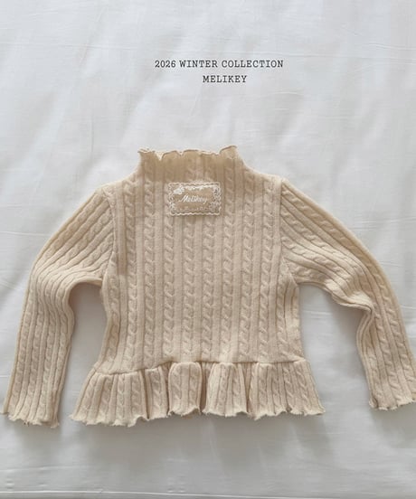 予約 melikey Cable knit frill Tee