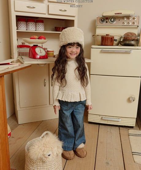 予約 melikey Velvet ribbon denim pants