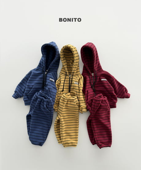 予約 bonito Stripe Hooded Zip-Up Set