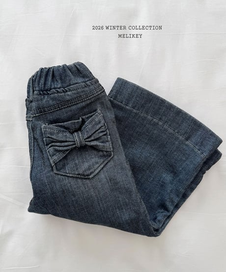 予約 melikey Velvet ribbon denim pants