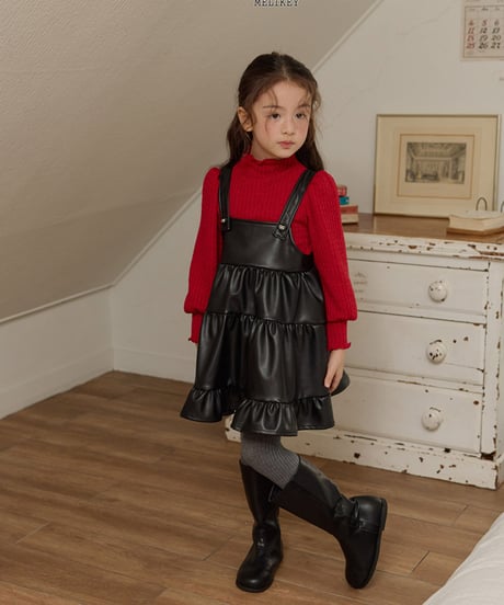 予約 melikey Chic leather Kang Kang one-piece
