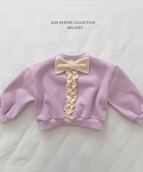 予約 melikey Ribbon frill man to man