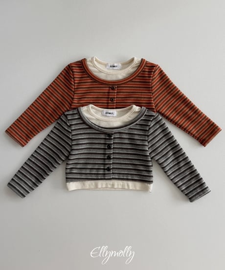 予約Elly Molly Latte stripe top