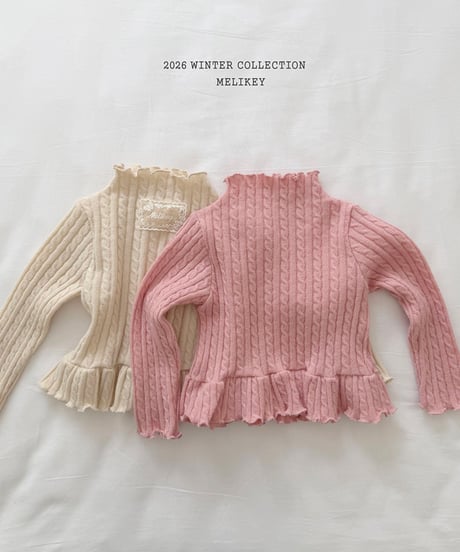 予約 melikey Cable knit frill Tee