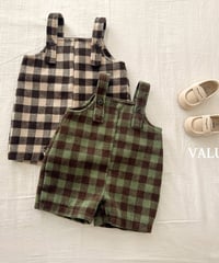 予約 valubebe Almond check suspender pants