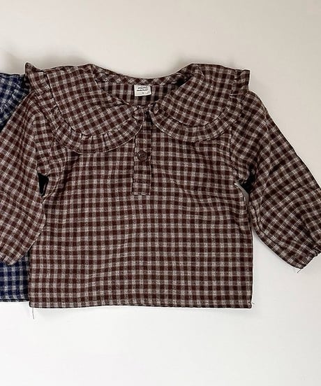 予約 mimi market Check frill collar tee