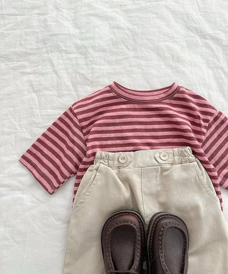 予約minirobe Cozy Stripe 3/4 Sleeve Tee
